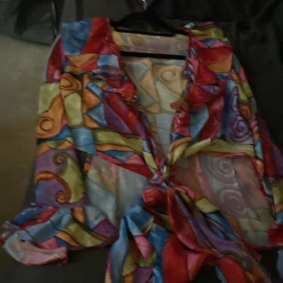 Guess, made in USA, Rapp around blouse, sz. Med, multi color, - Picture 5 of 11